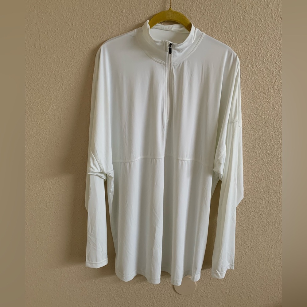 SPIRIT JERSEY White Spandex Pullover With Partial ZipUp🌴